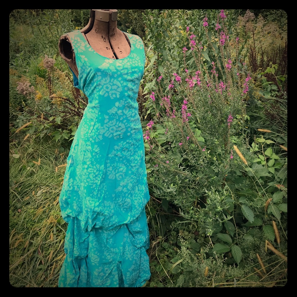 Anokhi Turquoise Maxi Bubble Dress